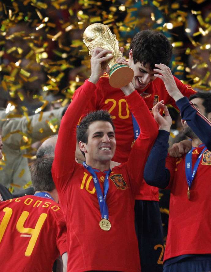 Fabregas with the World Cup trophy