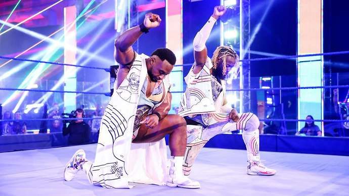 The New Day take a knee on SmackDown