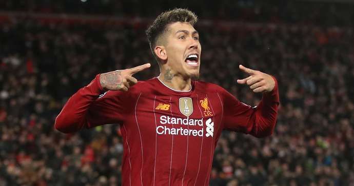 Firmino celebrates with Liverpool