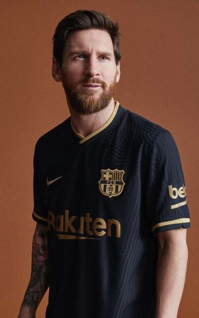Messi wearing the new shirt