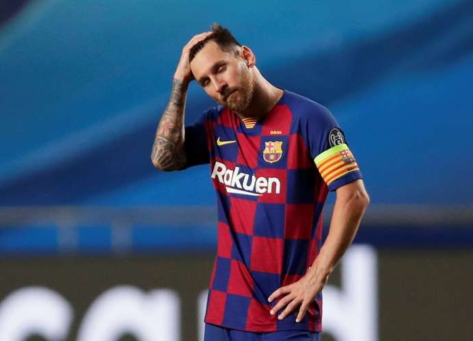 Messi was far from happy vs Bayern Munich