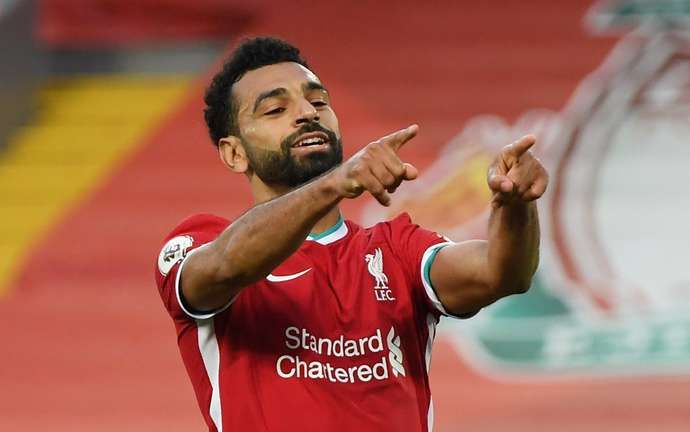 Salah celebrates vs Leeds