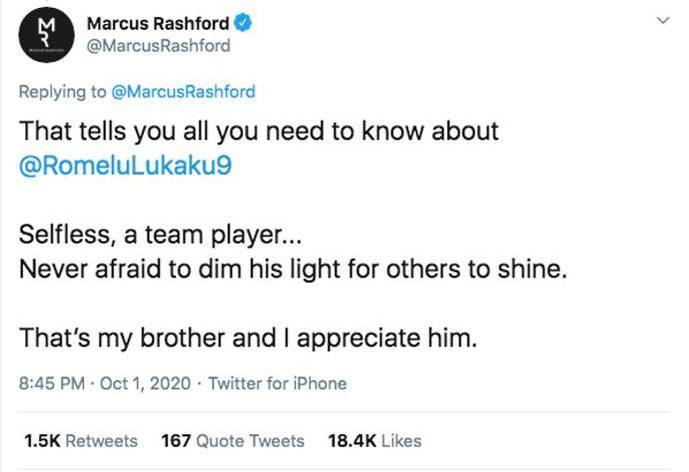 Manchester United’s Marcus Rashford tweets story about Romelu Lukaku ...