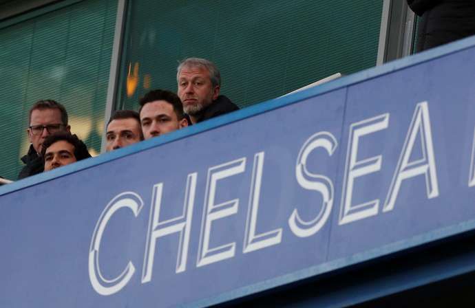 Chelsea owner Roman Abramovich watches on
