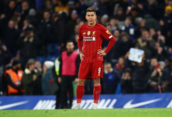 Roberto Firmino looks disappointed