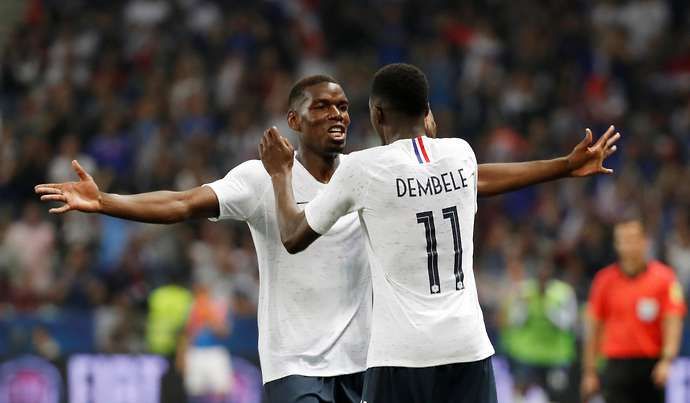 Dembele and Pogba play together for France