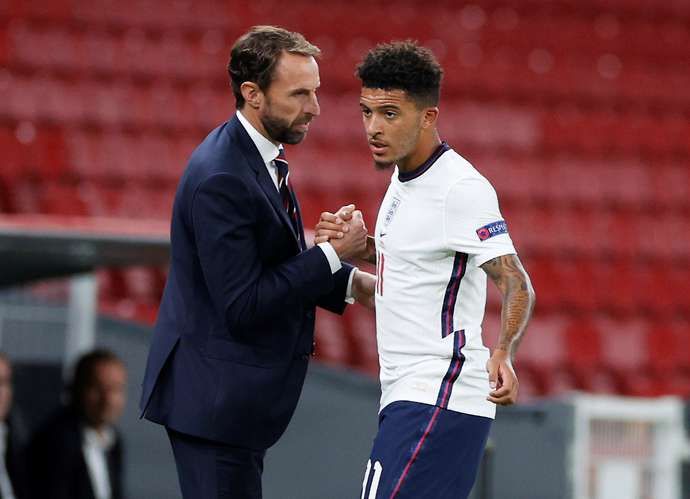 Jadon Sancho is subbed off for England