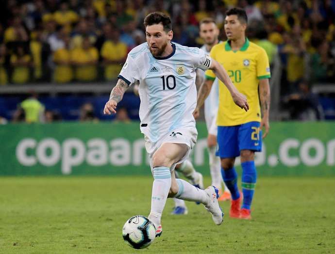 Messi in action vs Brazil