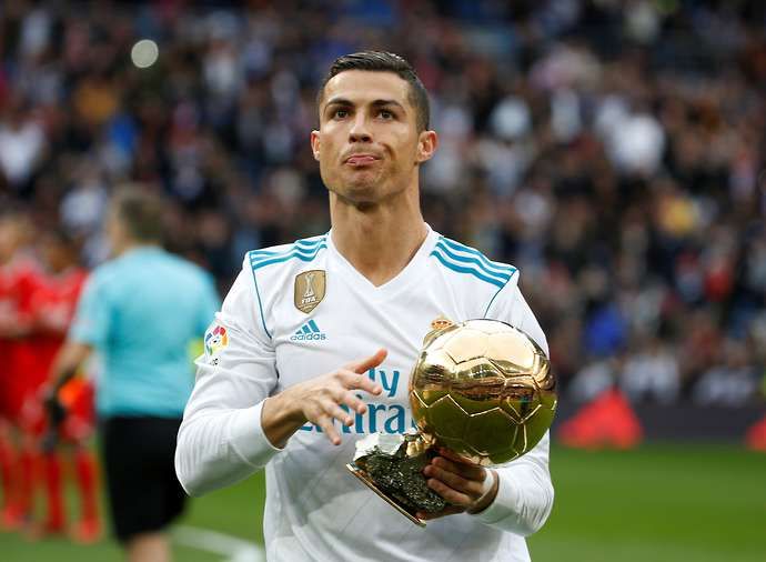 Ronaldo with the Ballon d'Or