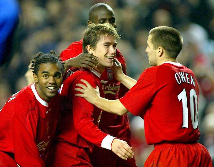 Harry Kewell scores for Liverpool
