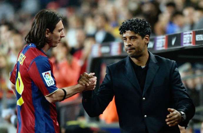 Lionel Messi and Frank Rijkaard