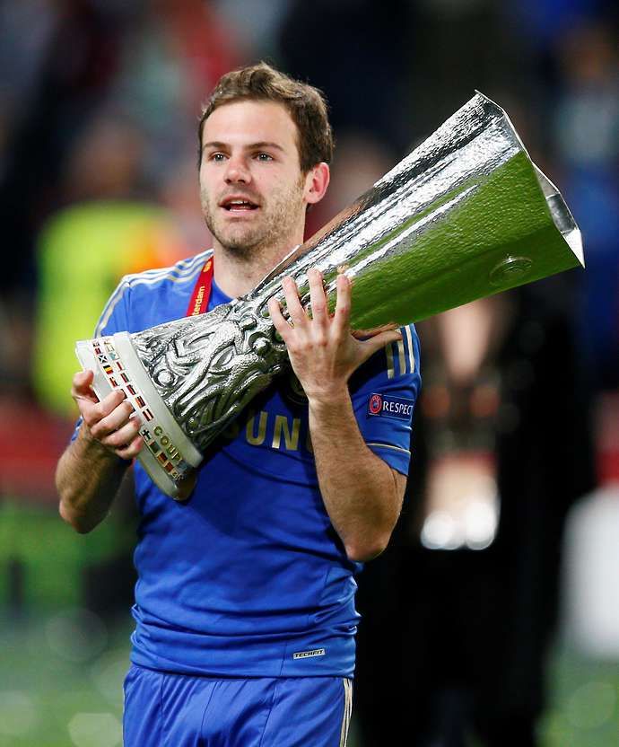 Mata with the Europa League trophy