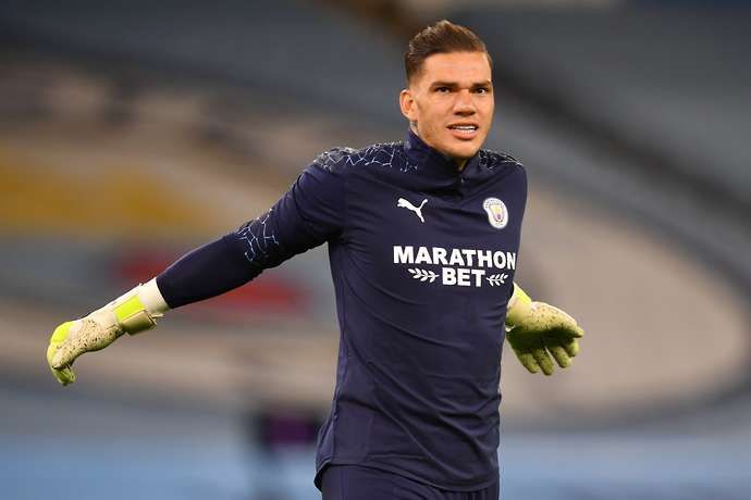 Ederson in action for Man City