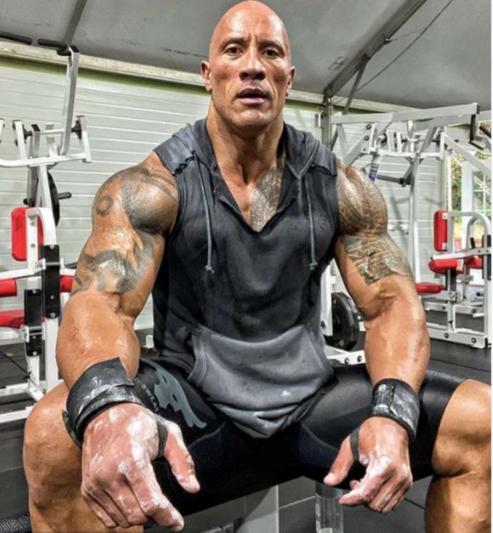 The Rock continues to put the work in at home