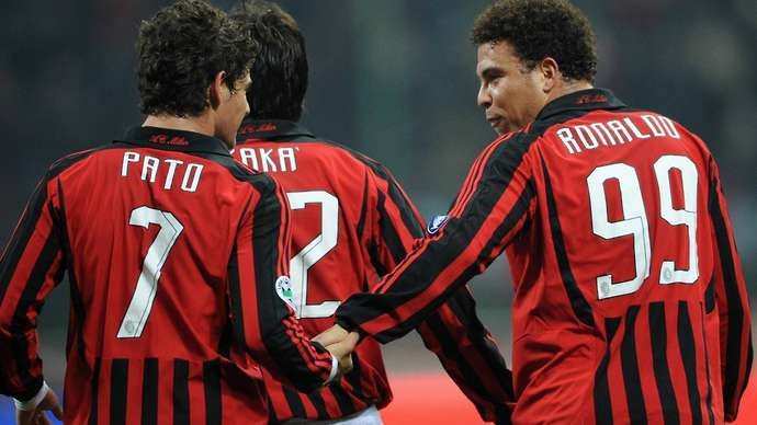 Pato with Ronaldo and Kaka