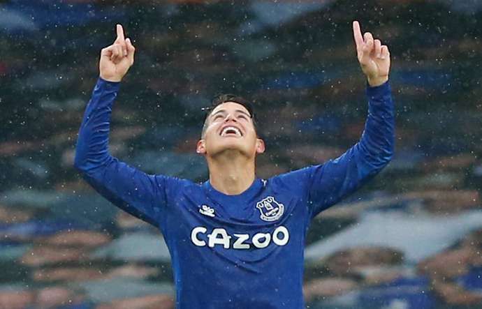 James Rodriguez in action for Everton