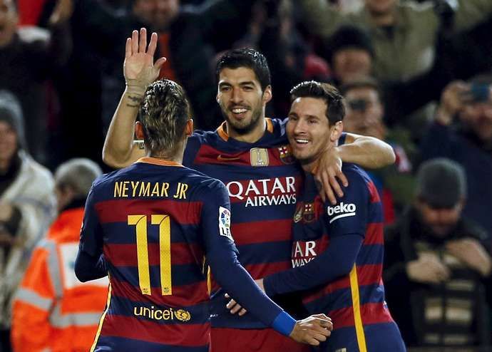 Neymar, Suarez & Messi in action