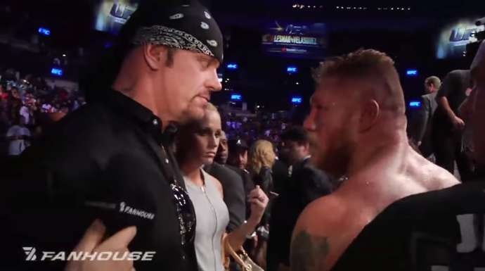 Undertaker and Lesnar faced off cageside at UFC 121