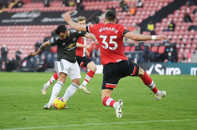 Bruno Fernandes in action for Man United vs Southampton