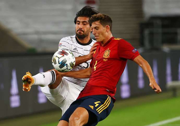 Pau Torres in action for Spain against Germany