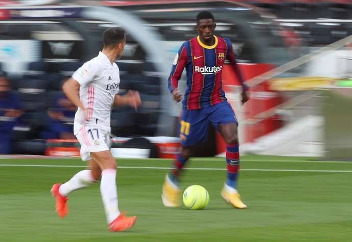Dembele in action vs Real Madrid