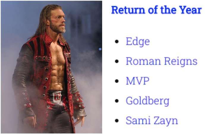 Dar named Edge as his Return of the Year