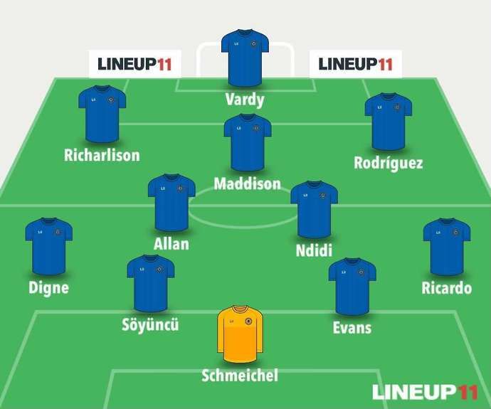Leicester vs Everton line up