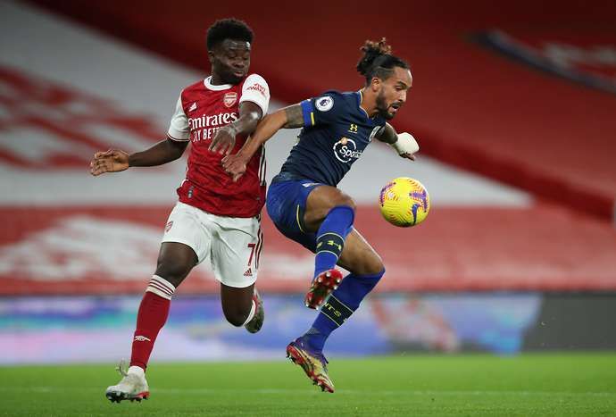 Bukayo Saka in action for Arsenal