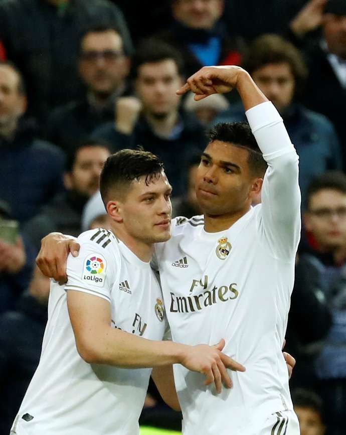 Luka Jovic (left) in action for Real Madrid