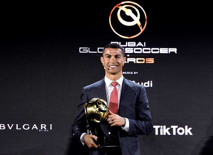 Ronaldo with his 'Player of the Century' award