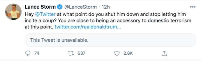 Storm also tweeted about the Trump protests