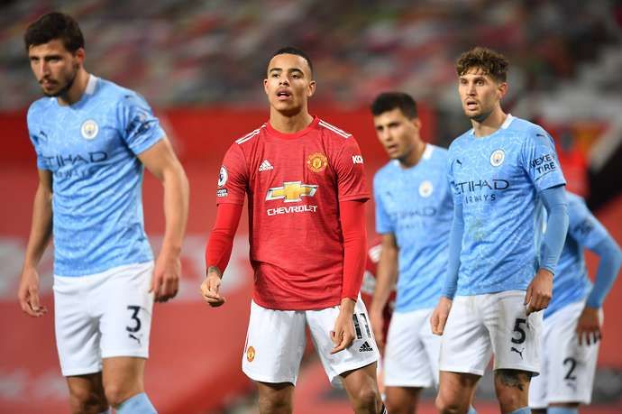 Mason Greenwood in action for Man United vs Man City