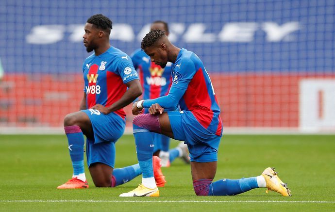 Wilfried Zaha takes the knee for Crystal Palace