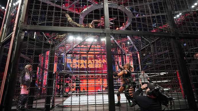 The Elimination Chamber is an imposing structure