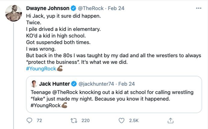 The Rock shared stories from his childhood on Twitter