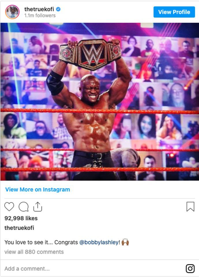 Kingston reacted to Lashley's title win