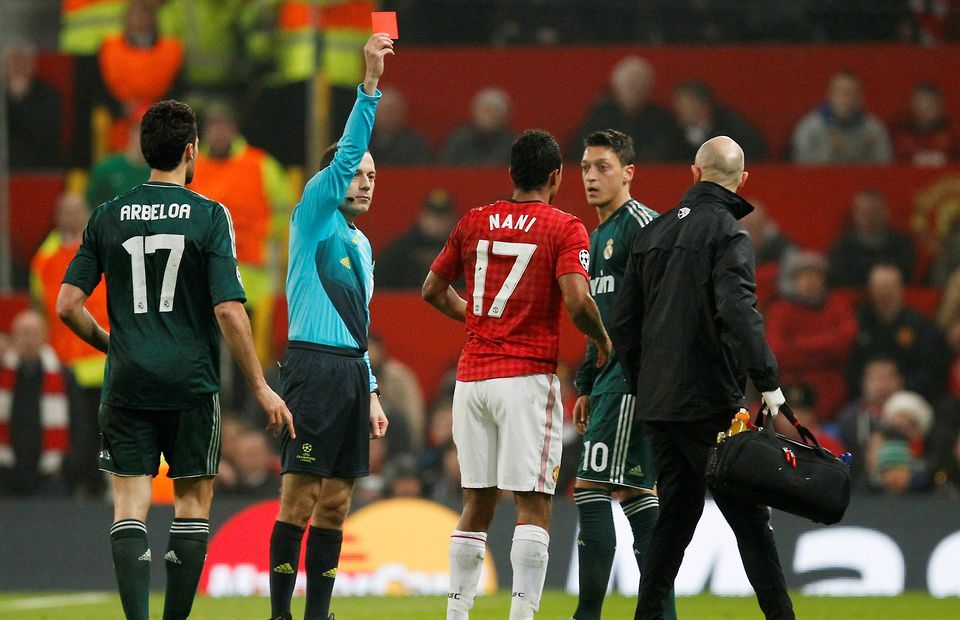 Man United fans are fuming Nani's red card vs Real in 2013