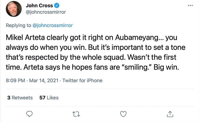 John Cross tweet
