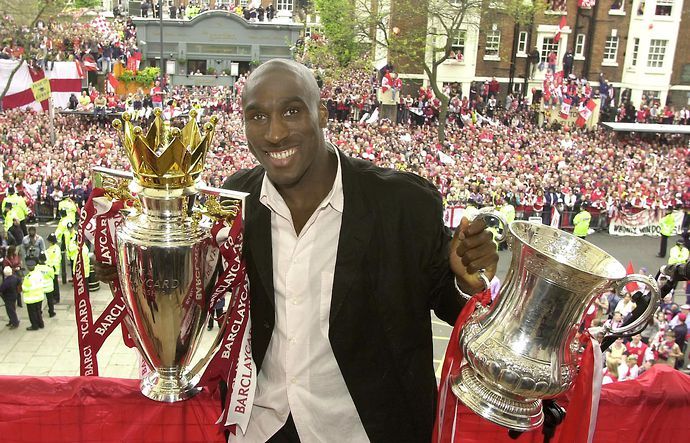 Sol Campbell as Arsenal celebrate the double