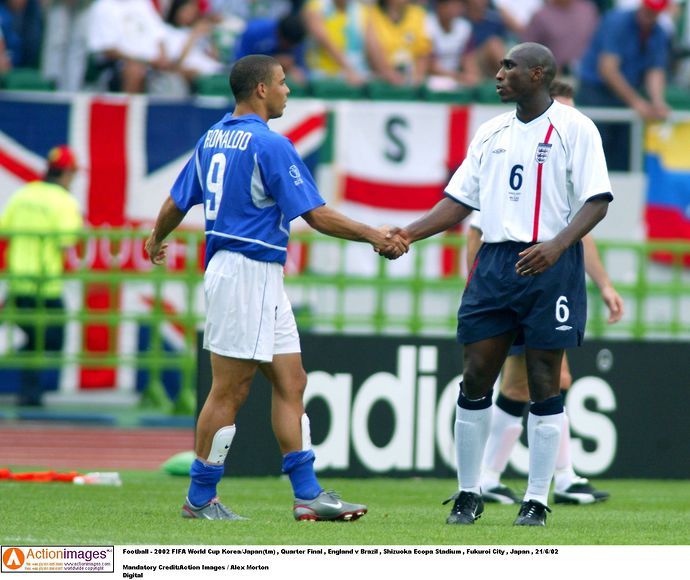 Sol Campbell with Ronaldo at the World Cup
