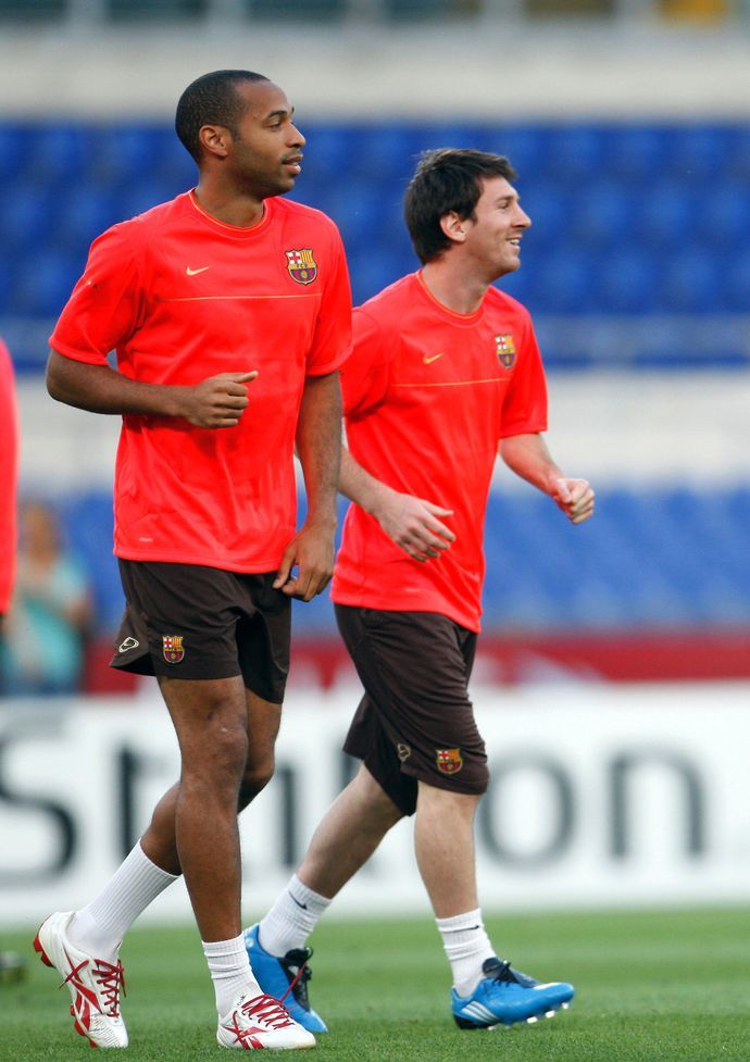 Henry & Messi in training