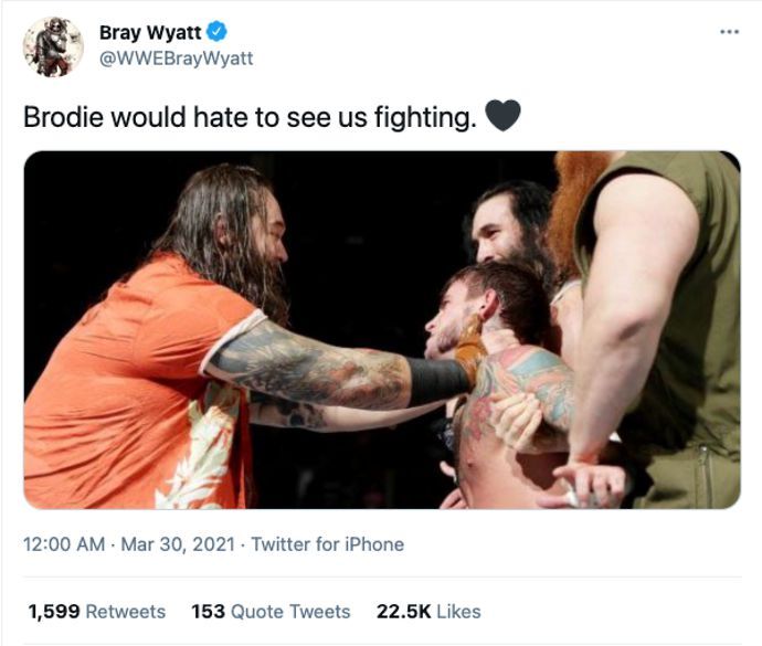 Wyatt sent a heartfelt message to Punk on social media