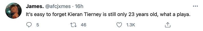 Kieran Tierney tweet