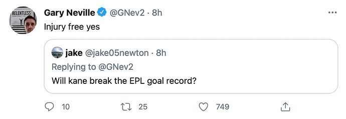Gary Neville tweet - Kane