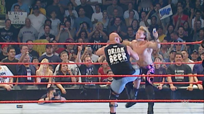 Stone Cold hits the Stunner on Jericho