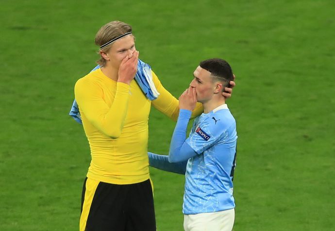 Erling Haaland and Phil Foden after Dortmund vs Man City