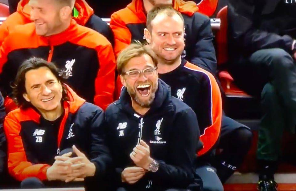 Liverpool: Jurgen Klopp burst out laughing at Lucas Leiva's shot vs Everton