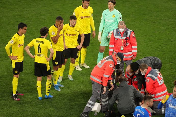 Mateu Morey suffered a horror injury in Dortmund vs Holstein Kiel