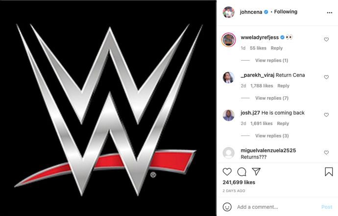 The first of two cryptic posts by Cena