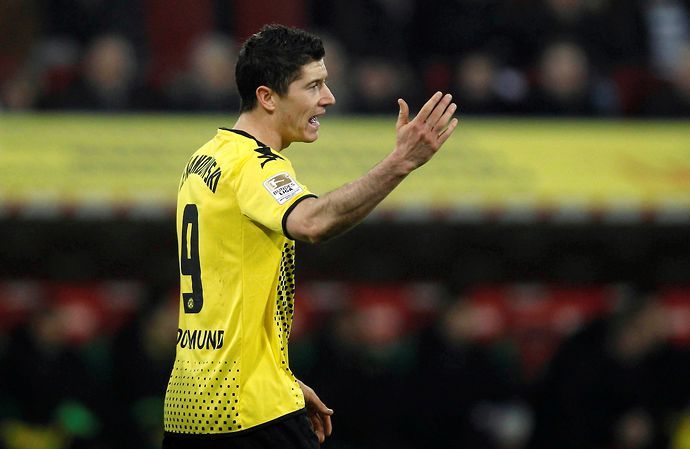 Robert Lewandowski in action for Dortmund